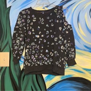 Democracy Cotton Blend Animal Print Off the Shoulder Top